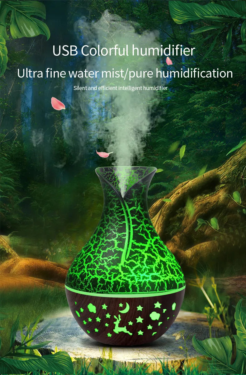 AuraFlame™ Ceramic-Style Crackle Diffuser & Ambient Humidifier