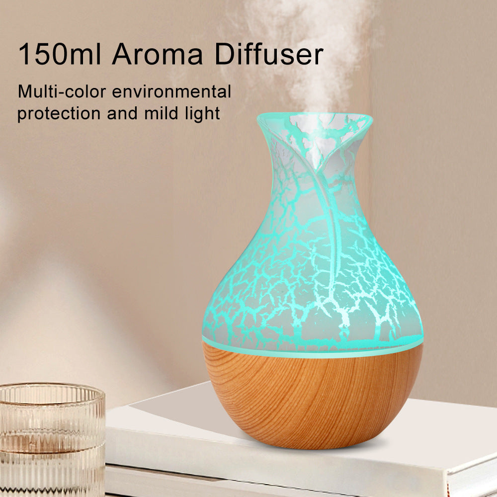 AuraFlame™ Ceramic-Style Crackle Diffuser & Ambient Humidifier