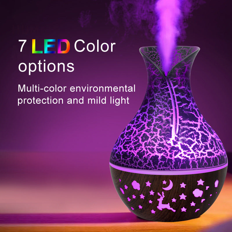AuraFlame™ Ceramic-Style Crackle Diffuser & Ambient Humidifier