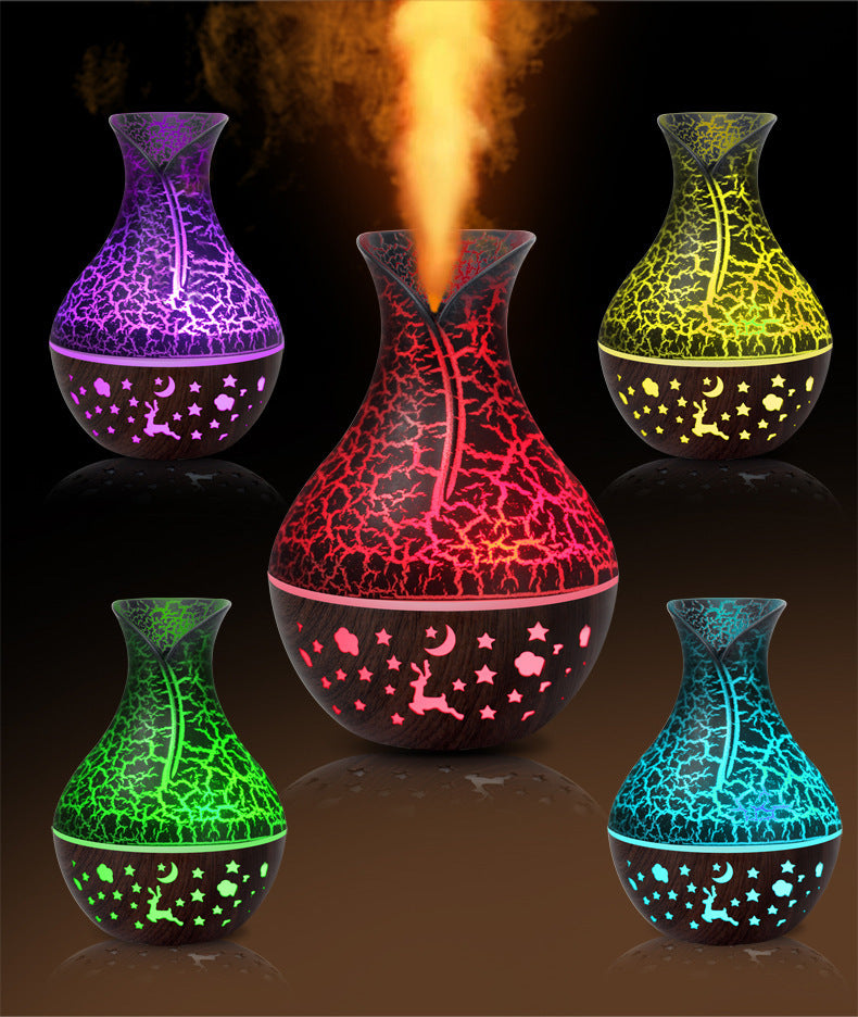 AuraFlame™ Ceramic-Style Crackle Diffuser & Ambient Humidifier
