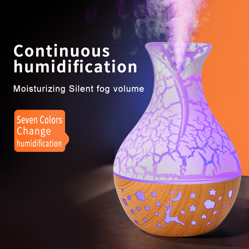 AuraFlame™ Ceramic-Style Crackle Diffuser & Ambient Humidifier