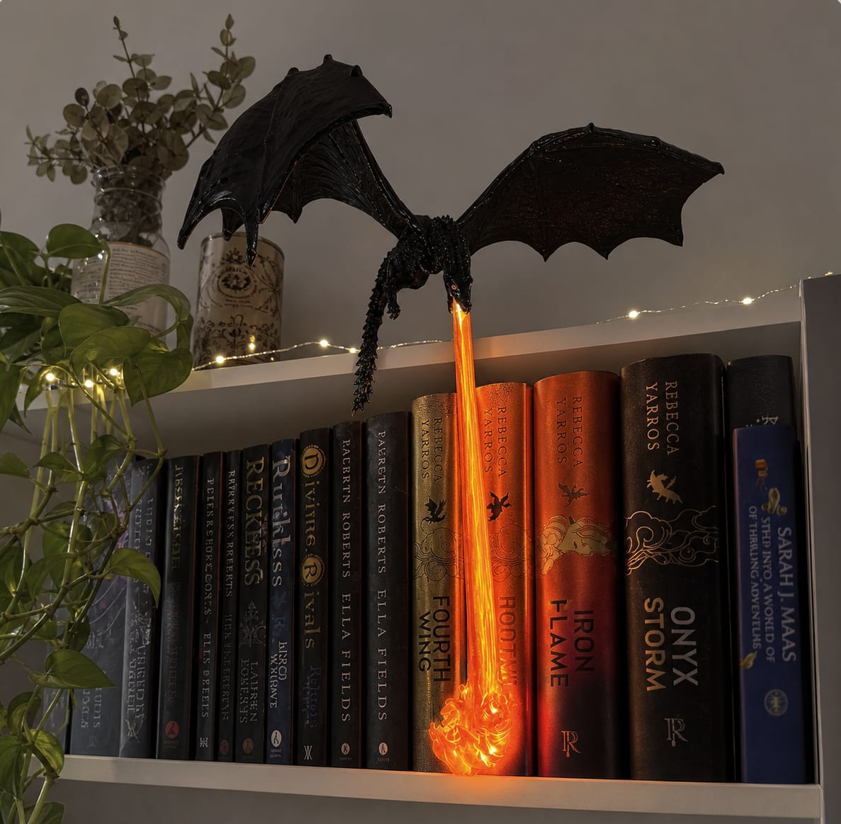 AuraFlame™ Dragon Flame Bookshelf Corner & Alley Insert